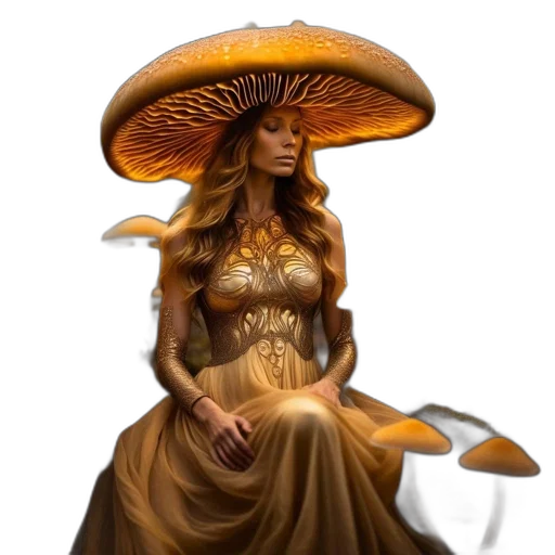 dress, hat, umbrella, staff, fantasy art, concept art, photorealistic, pixel art transparent PNG cut-out