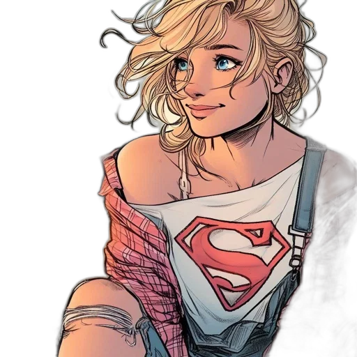 comic book art, concept art, watercolor, cartoon, young, woman, blonde, hair transparent PNG cut-out