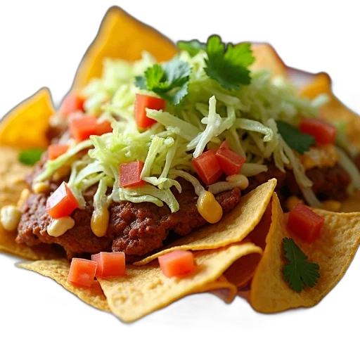 food, hat, photorealistic, 3d render, close-up, view, plate, nachos transparent PNG cut-out