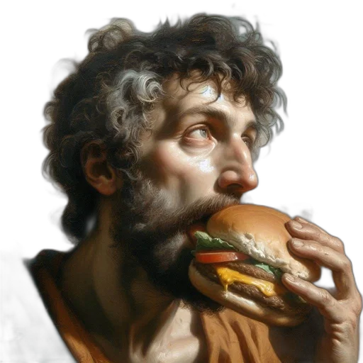 food, face, photorealistic, concept art, oil painting, fantasy art, man, curly transparent PNG cut-out