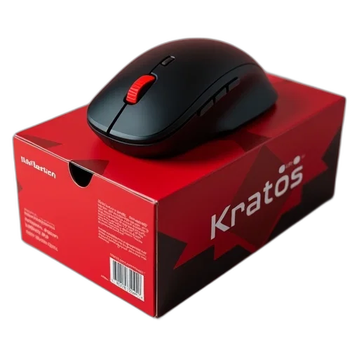 black, computer, mouse, red, logo, top, placed, box transparent PNG cut-out