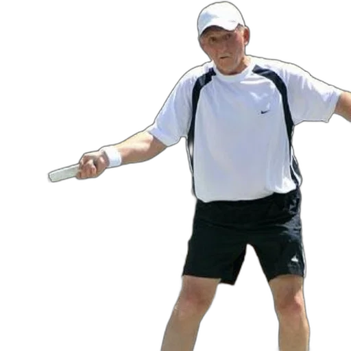 staff, man, white, shirt, black, shorts, playing, tennis transparent PNG cut-out