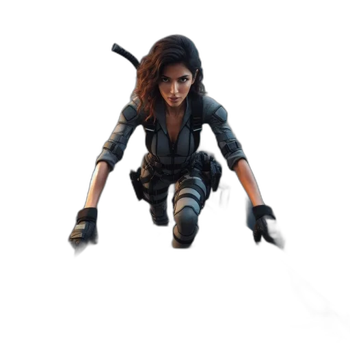 weapon, jacket, concept art, 3d render, cyberpunk, pixel art, woman, tactical transparent PNG cut-out