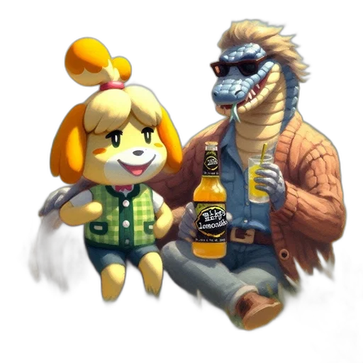 staff, jacket, animal, creature, concept art, pixel art, 3d render, watercolor transparent PNG cut-out