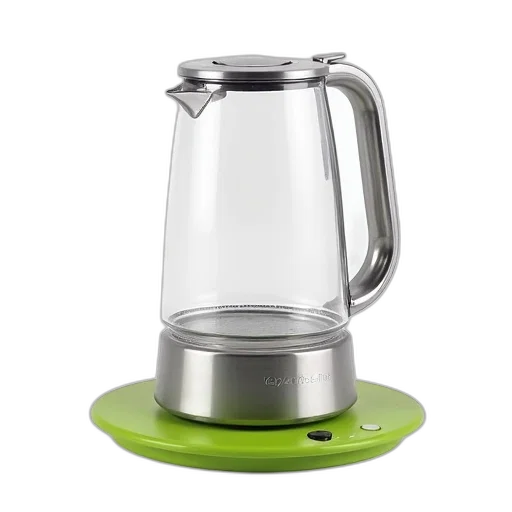 modern, electric, kettle, transparent, glass, body, metallic, base transparent PNG cut-out