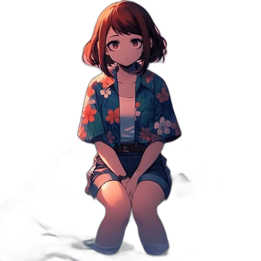 dress, jacket, face, flower, concept art, anime, pixel art, watercolor transparent PNG cut-out