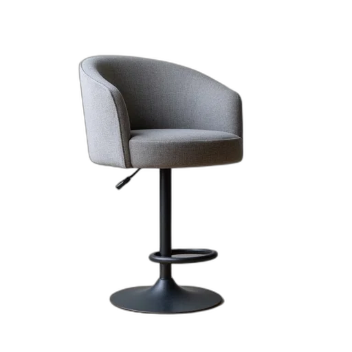 furniture, hat, hair, 3d render, large, grey, swivel, barstool transparent PNG cut-out