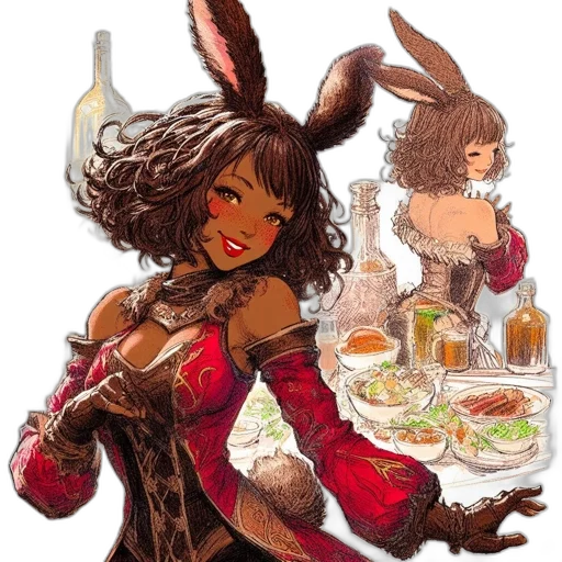 food, dress, fantasy art, concept art, comic book art, pixel art, two, anthropomorphic transparent PNG cut-out