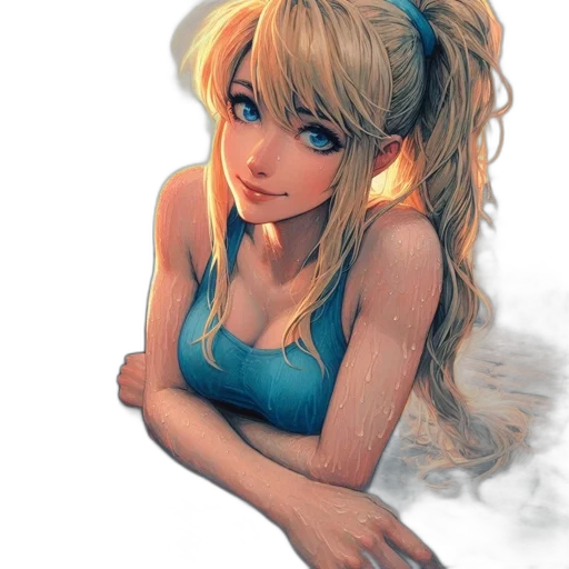 face, dress, anime, fantasy art, comic book art, photorealistic, blue, colorful transparent PNG cut-out