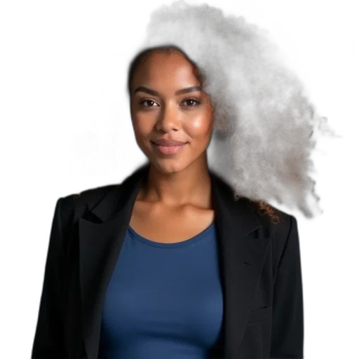 hair, staff, jacket, hat, photorealistic, woman, curly, wearing transparent PNG cut-out