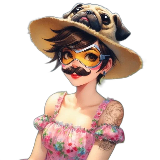 mask, hat, dress, face, concept art, fantasy art, photorealistic, cartoon transparent PNG cut-out