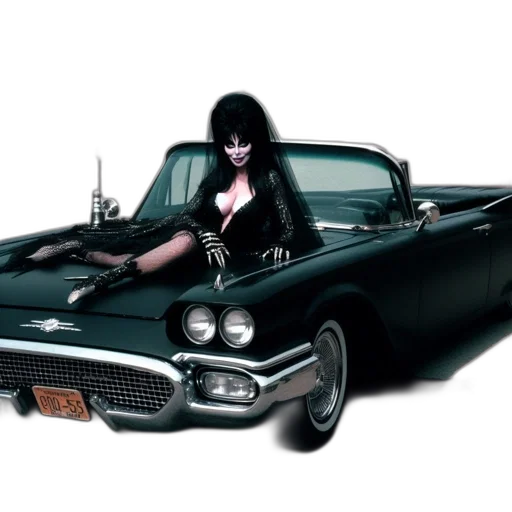 car, photorealistic, cartoon, concept art, comic book art, woman, gothic, attire transparent PNG cut-out