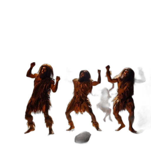concept art, 3d render, photorealistic, prehistoric, individuals, cavern, engage, dancing transparent PNG cut-out