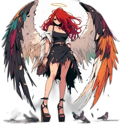 dress, concept art, fantasy art, pixel art, anime, red, dark, colorful transparent PNG cut-out