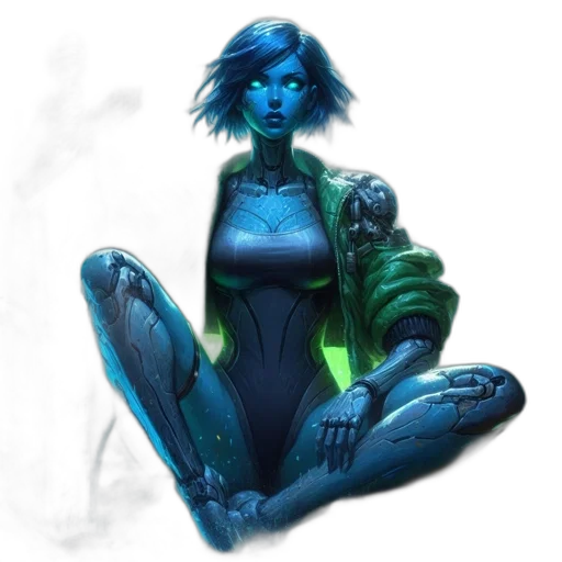 concept art, cyberpunk, comic book art, fantasy art, neon lights, outer space, blue, green transparent PNG cut-out