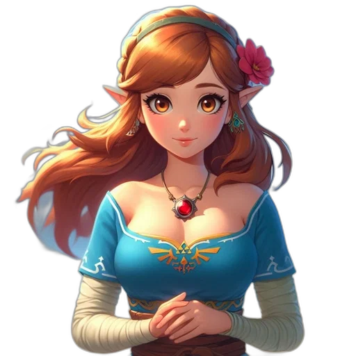 dress, crown, staff, face, fantasy art, pixel art, concept art, anime transparent PNG cut-out
