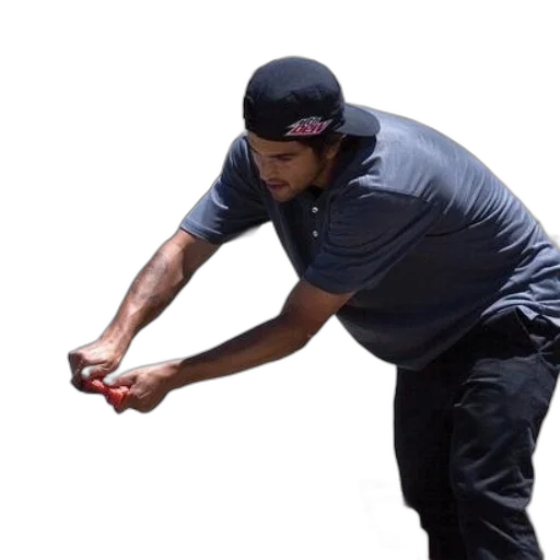 man, black, hat, polo, shirt, fixing, his, skateboard transparent PNG cut-out