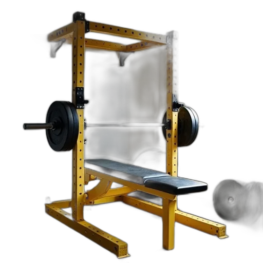 furniture, weapon, 3d render, home, gym, setup, yellow, squat transparent PNG cut-out