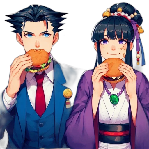 food, anime, concept art, pixel art, fantasy art, colorful, two, animated transparent PNG cut-out