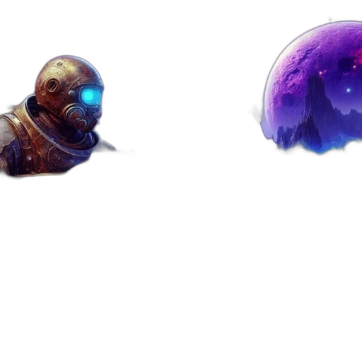 creature, mask, concept art, fantasy art, pixel art, watercolor, outer space, blue transparent PNG cut-out