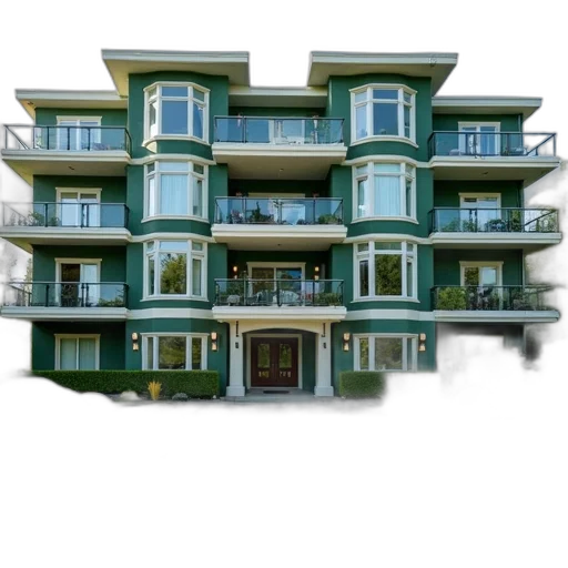 building, furniture, 3d render, photorealistic, concept art, modern, apartment, green transparent PNG cut-out