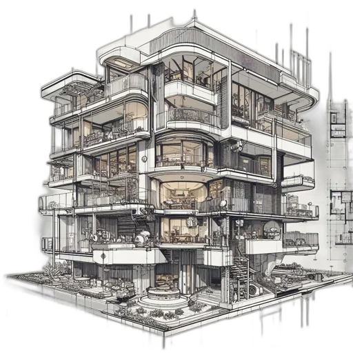 building, furniture, concept art, 3d render, cyberpunk, photorealistic, city street, earth tones transparent PNG cut-out
