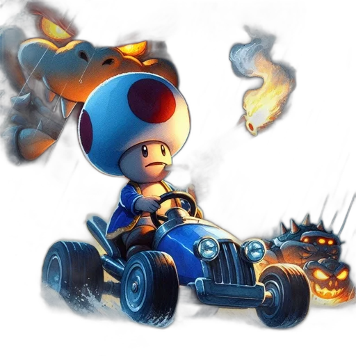car, concept art, fantasy art, 3d render, pixel art, fire, rainy, street transparent PNG cut-out