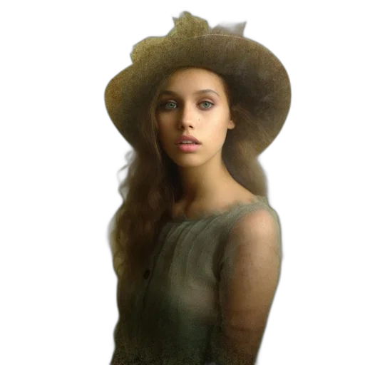 hat, dress, crown, face, photorealistic, oil painting, fantasy art, 3d render transparent PNG cut-out