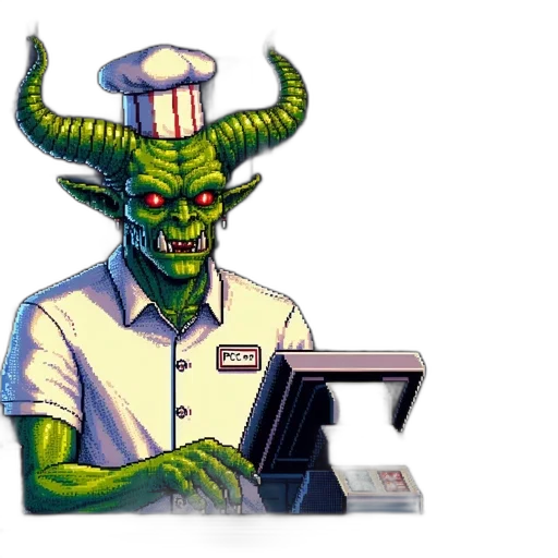 staff, robot, pixel art, concept art, fantasy art, vaporwave, imaginative, scene transparent PNG cut-out
