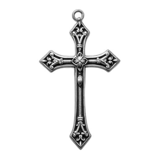 jewelry, sword, staff, weapon, silver, cross, intricate, designs transparent PNG cut-out