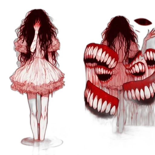 creature, mask, dress, hair, concept art, fantasy art, pixel art, watercolor transparent PNG cut-out