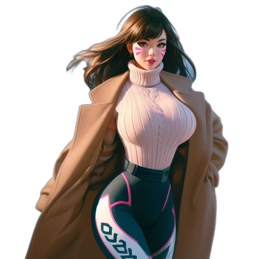 jacket, dress, concept art, comic book art, 3d render, fantasy art, pastel, colorful transparent PNG cut-out