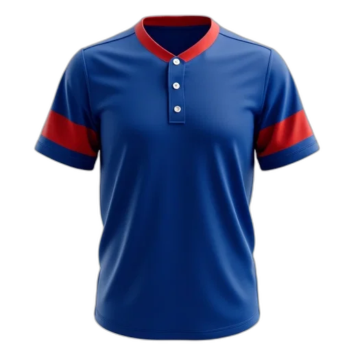 3d render, blue, red, baseball, jersey, stripe, sleeves, collar transparent PNG cut-out