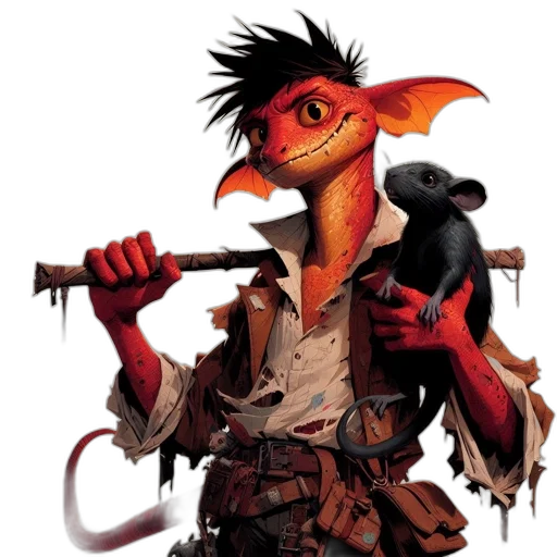 staff, dragon, concept art, fantasy art, comic book art, stylized, humanoid, lizard-dragon transparent PNG cut-out