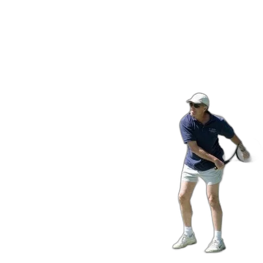 3d render, man, blue, shirt, white, shorts, playing, tennis transparent PNG cut-out