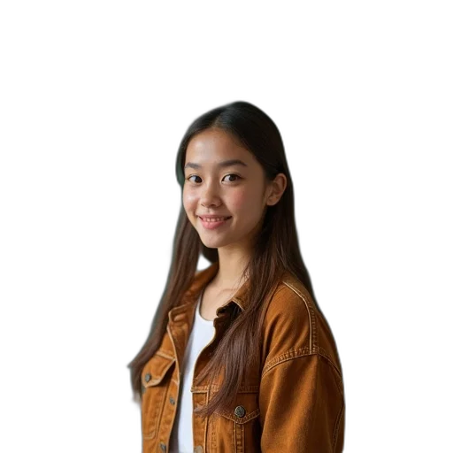 jacket, staff, face, hair transparent PNG cut-out