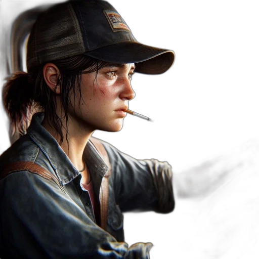 hat, jacket, face, weapon, photorealistic, concept art, fantasy art, comic book art transparent PNG cut-out