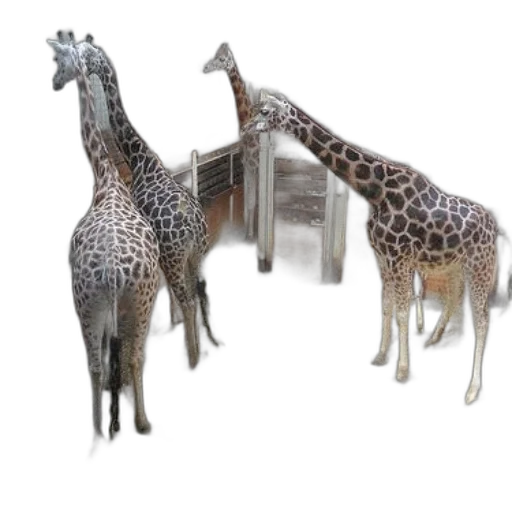 furniture, animal, jewelry, 3d render, concept art, photorealistic, four, giraffes transparent PNG cut-out