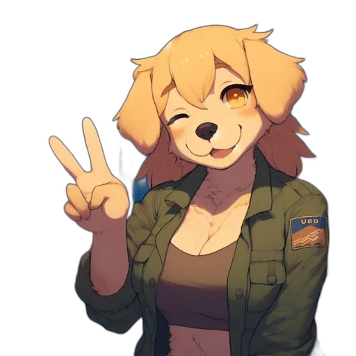 jacket, staff, animal, pixel art, cartoon, anime, concept art, golden transparent PNG cut-out