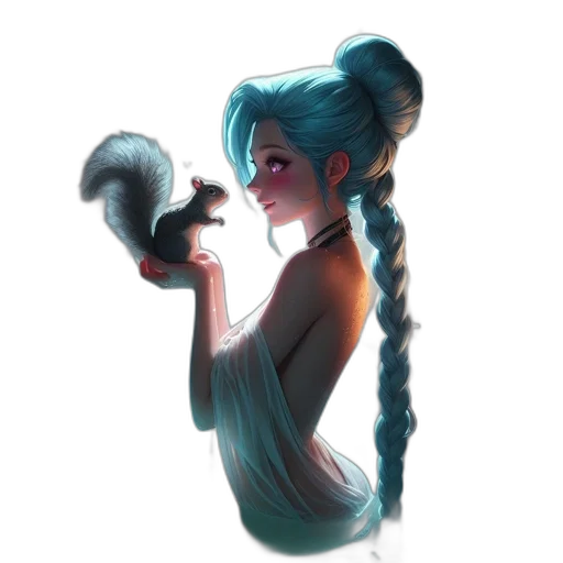 hair, creature, staff, dragon, concept art, fantasy art, watercolor, pixel art transparent PNG cut-out