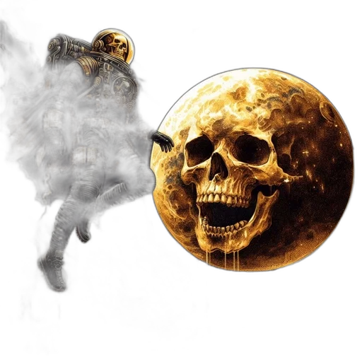mask, concept art, fantasy art, photorealistic, 3d render, golden, astronaut, resembling transparent PNG cut-out