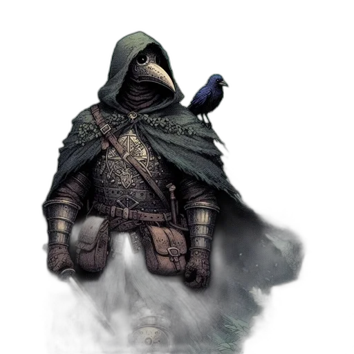 mask, sword, jacket, weapon, fantasy art, concept art, photorealistic, pixel art transparent PNG cut-out