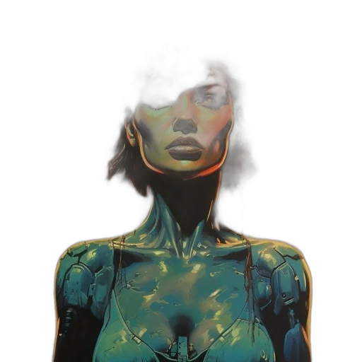 mask, robot, face, dress, comic book art, concept art, cyberpunk, fantasy art transparent PNG cut-out