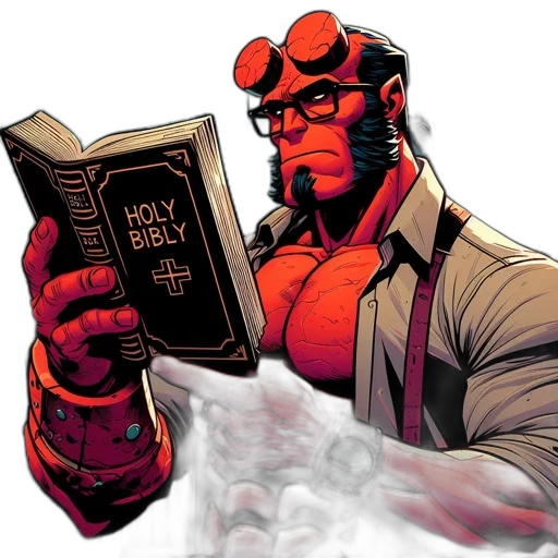 comic book art, concept art, red, atypical, figure, demonic, features, reads transparent PNG cut-out