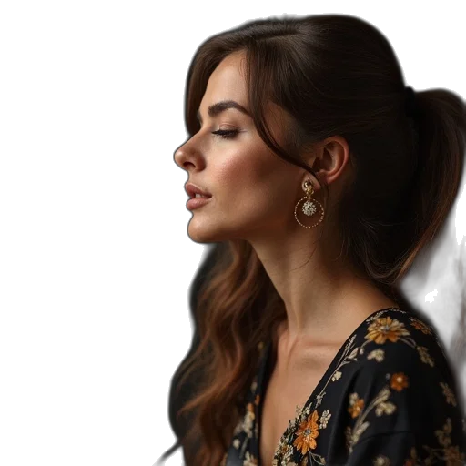 jewelry, hair, face, dress transparent PNG cut-out
