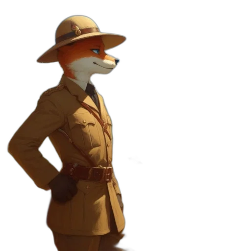 hat, jacket, staff, animal, concept art, 3d render, pixel art, cartoon transparent PNG cut-out
