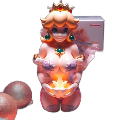 crown, dress, 3d render, vaporwave, concept art, pixel art, fire, figurine transparent PNG cut-out
