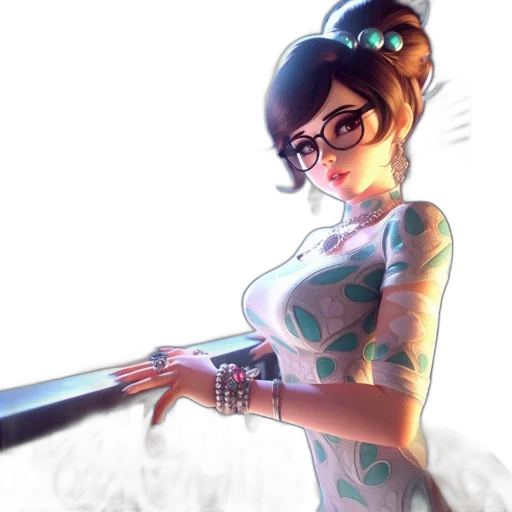 dress, weapon, staff, concept art, comic book art, fantasy art, cartoon, neon lights transparent PNG cut-out