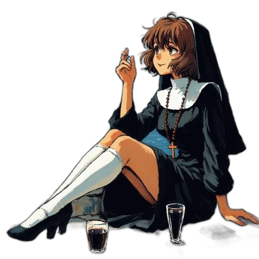 dress, anime, pixel art, concept art, cartoon, monochrome, dark, animated transparent PNG cut-out