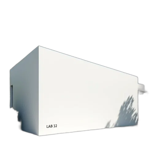 3d render, modern, white, building, flat, roof, surrounded, greenery transparent PNG cut-out